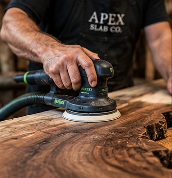 Sanding a live edge wood slab